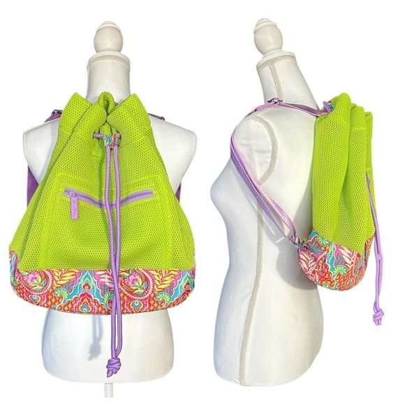 VERA BRADLEY Citrine Paisley in Paradise Mesh Drawstring Backpack Lined - Picture 1 of 9